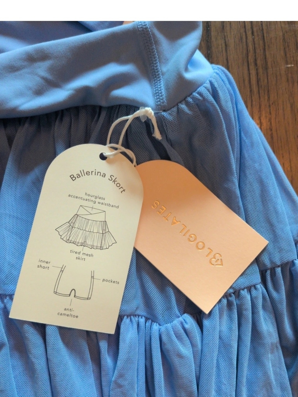New Blogilates Ballerina Skort - Cool Blue Size XS Stretchy With Side Pockets - Picture 2 of 5